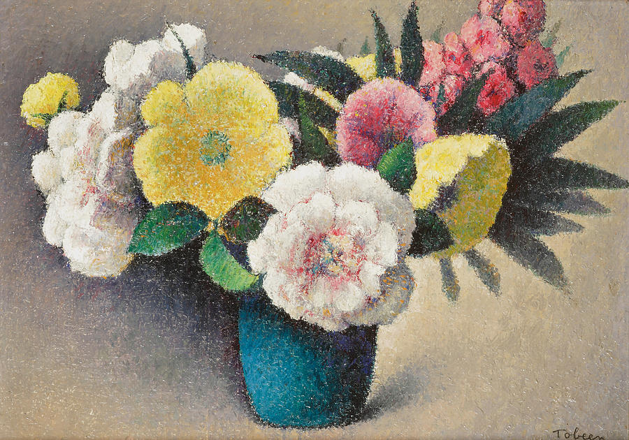 Felix Elie Tobeen Painting - Still Life with Flowers by Felix Elie Tobeen