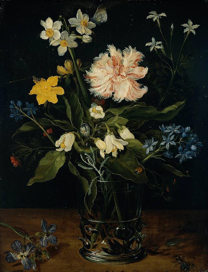 Still Life With Flowers In a Glass Digital Art by Jan Brueghel