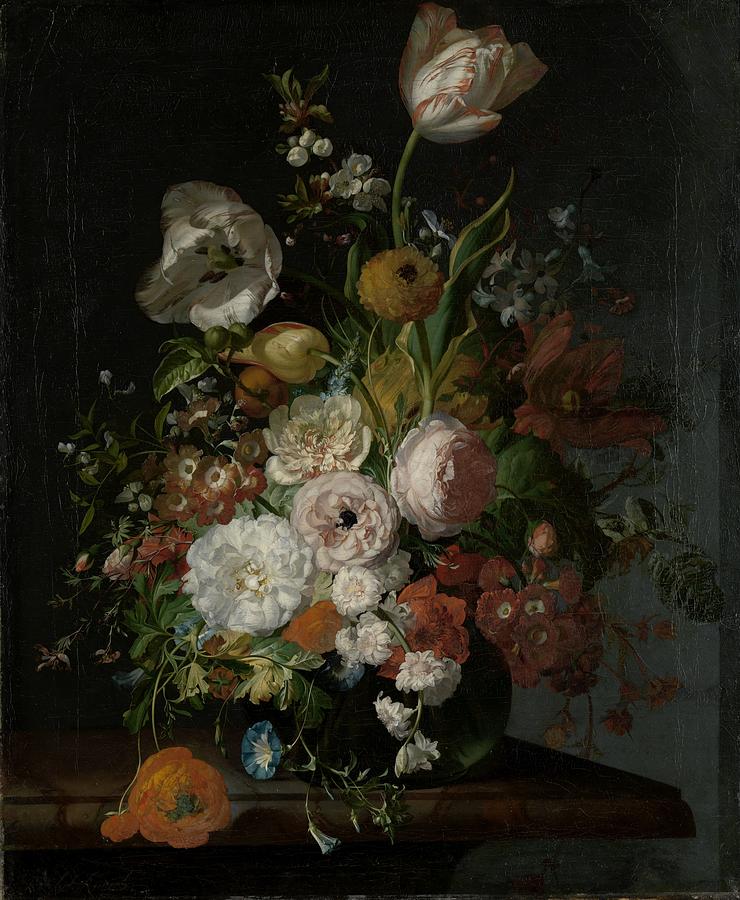 Still Life With Flowers in Glass Vase Painting by Rachel Ruysch