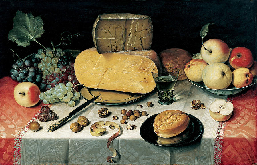 Still-Life with Fruit Nuts and Cheese Painting by Floris van Dyck