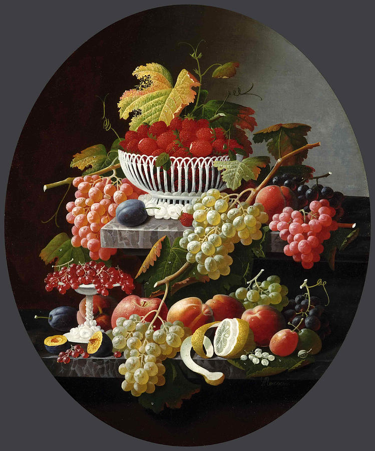 Severin Roesen Painting - Still Life with Fruit by Severin Roesen