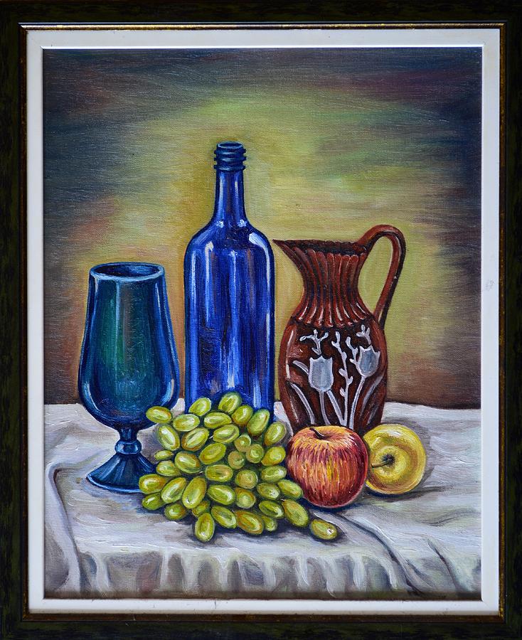 Still life with grapes Painting by Katerina Kovatcheva