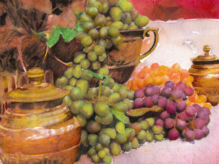 Still Life Painting - Still Life With Grapes by Susan Powell