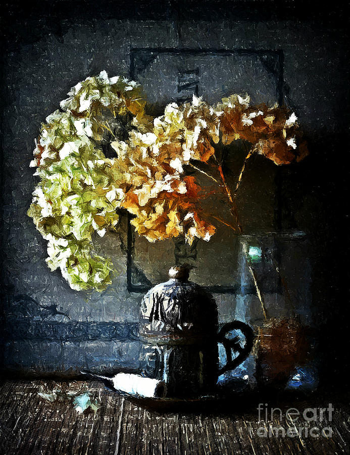 Still life with hydrangea Painting by Binka Kirova