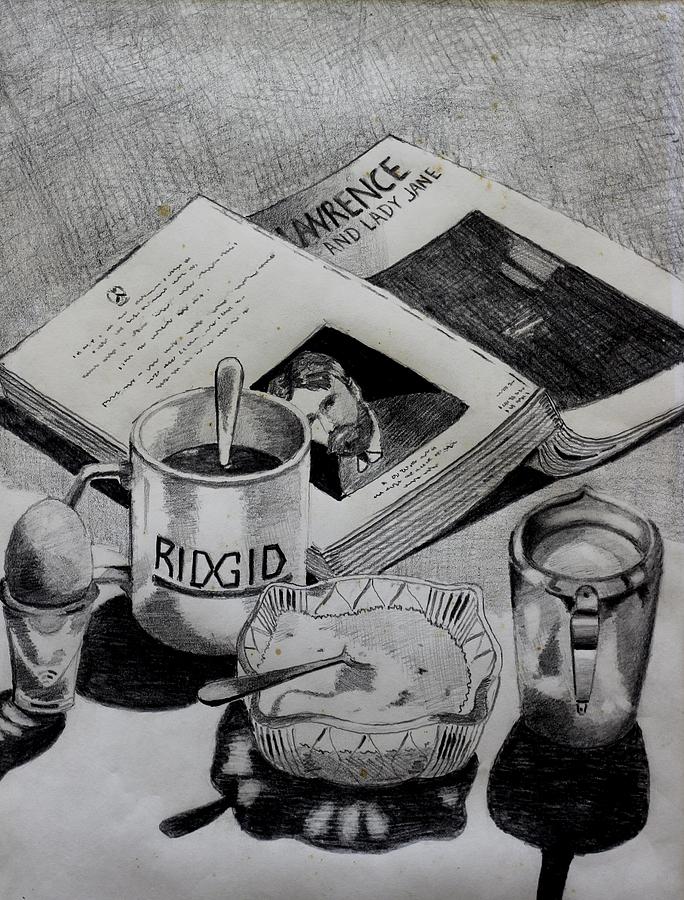 Book Drawing - Still Life With Lawrence by John  Nolan