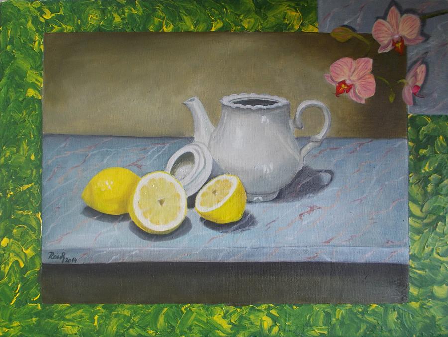 Still Life Painting - Still life with lemons by Beata Rosslerova