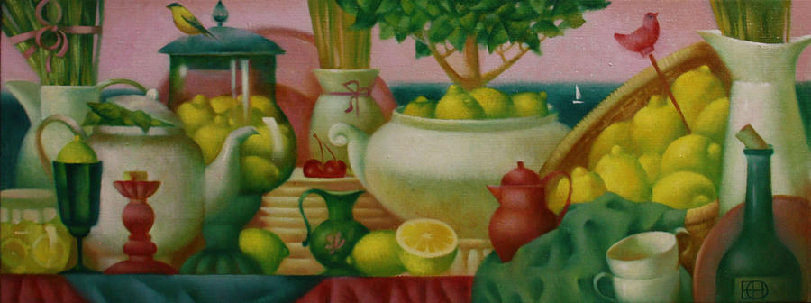 Still Life Painting - Still Life With Lemons by Nadia Egorova