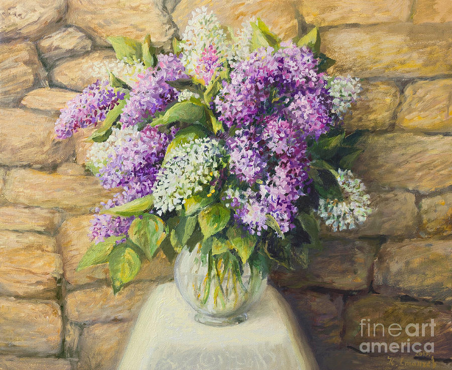 Still life with lilacs Painting by Kiril Stanchev | Fine Art America