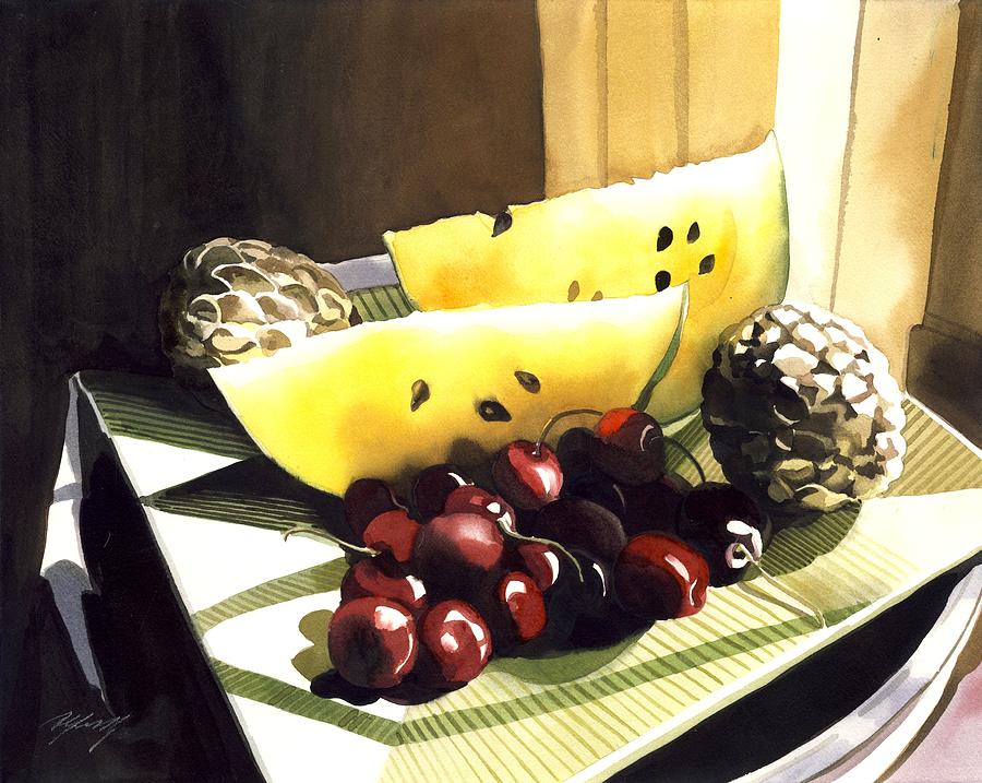 Still Life With Melon Painting by Alfred Ng