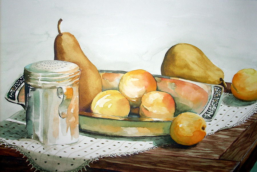 Still Life with Nectarines Painting by Allan Mathison | Pixels