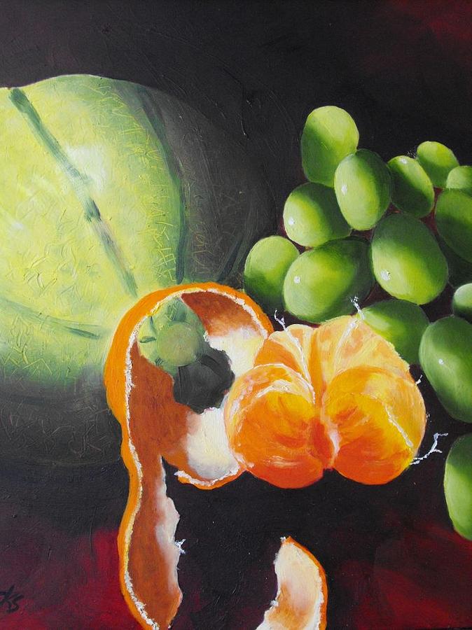 Still Life With Orange Peel Painting by Kate Rocks