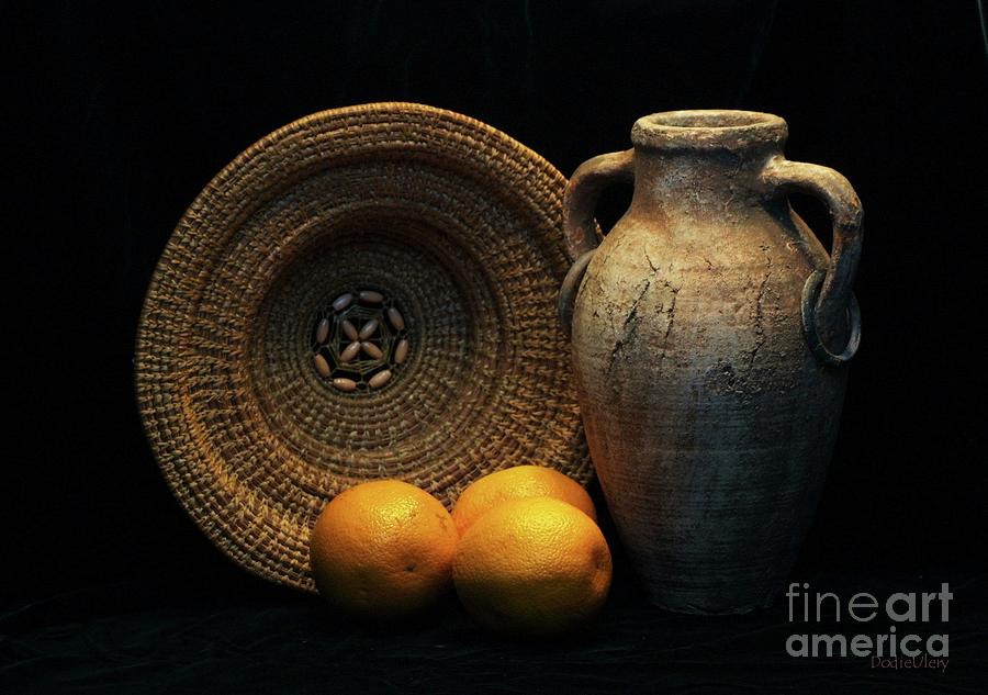 Basket Photograph - Still life with oranges by Dodie Ulery