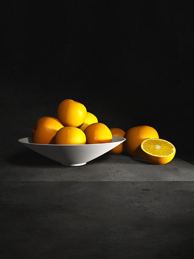 Still Life with Oranges Vertical Digital Art by Cynthia Decker