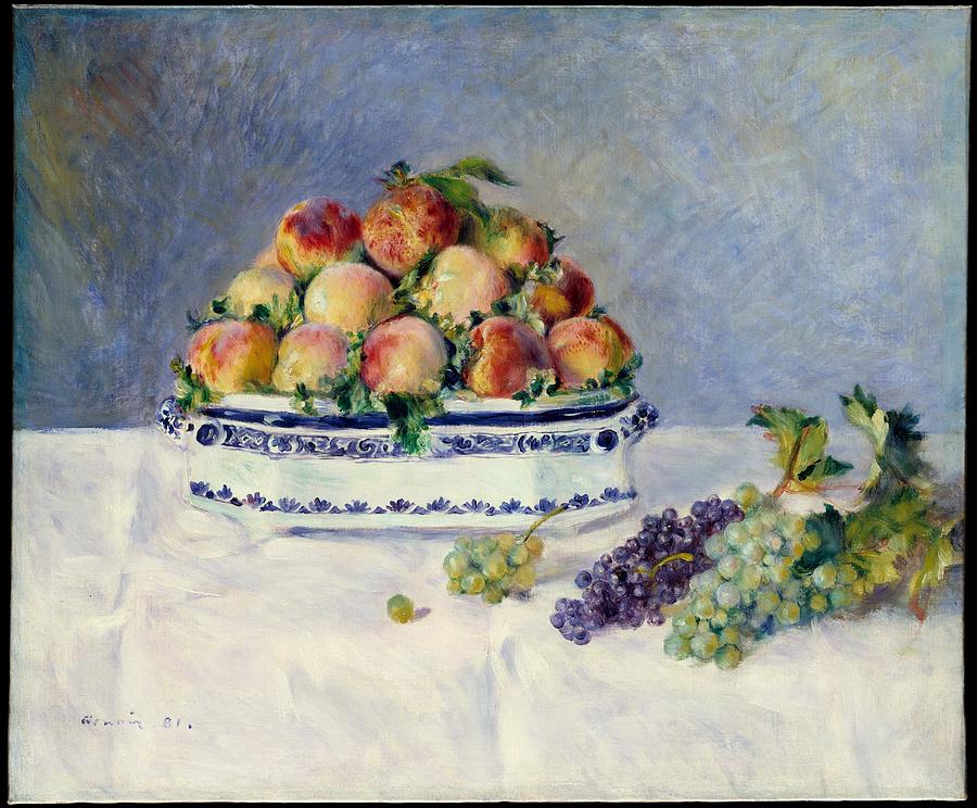 Pierre Auguste Renoir Painting - Still Life With Peaches And Grapes by Auguste Renoir