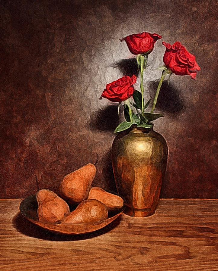 Still Life With Pears and Roses Photograph by Mark Fuller