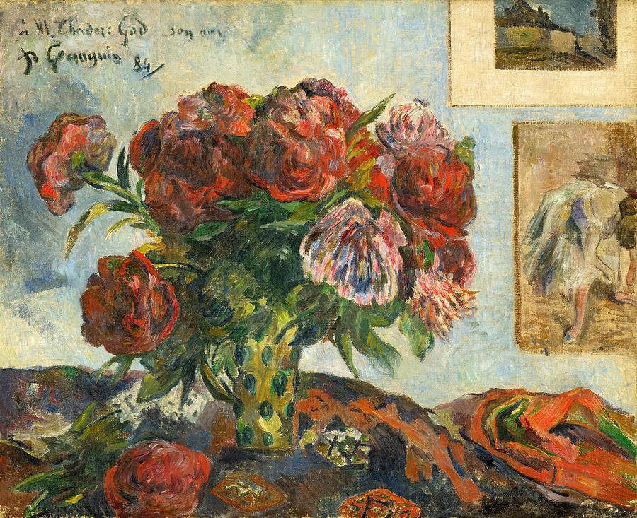 Impressionism Painting - Still Life with Peonies by Paul Gauguin