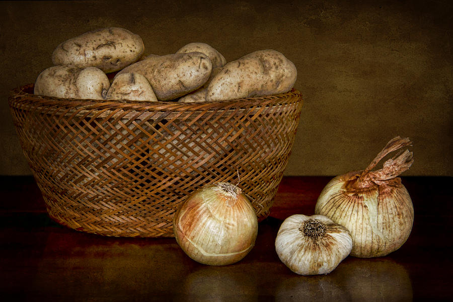 Vegetable Photograph - Still Life with Potatoes and Aromatics #1 by Nikolyn McDonald