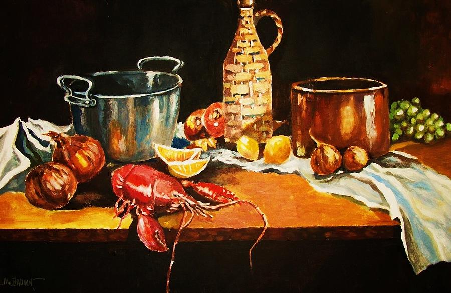 Still Life with Pots Fruit etc. Painting by Al Brown