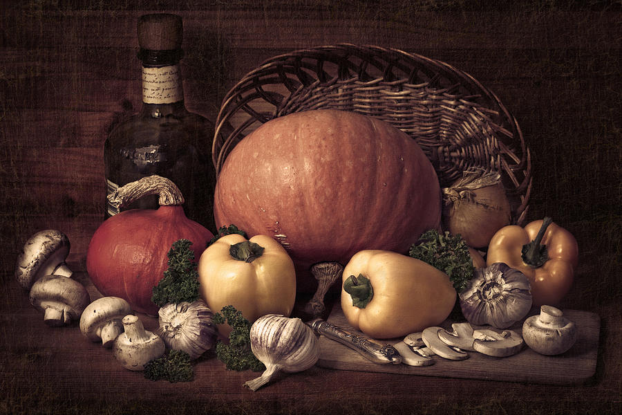 Still life with pumpkins Photograph by Sviatlana Kandybovich
