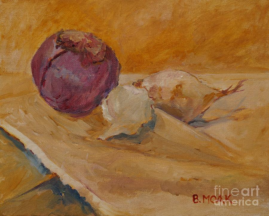 Still Life Painting - Still Life with Red Onion by Barbara Moak