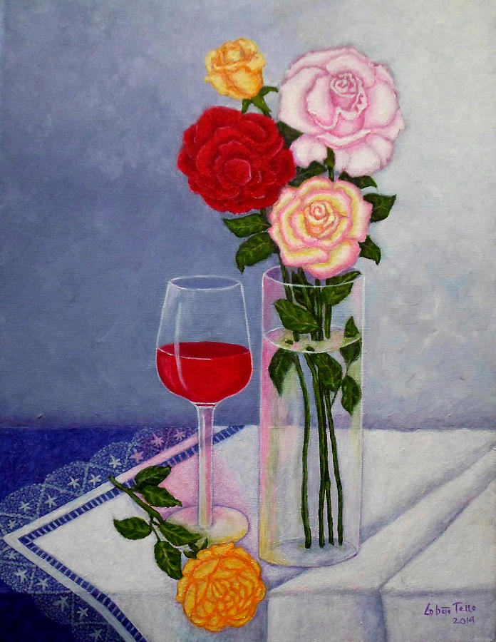 Still Life Painting - Still life with roses  by Madalena Lobao-Tello