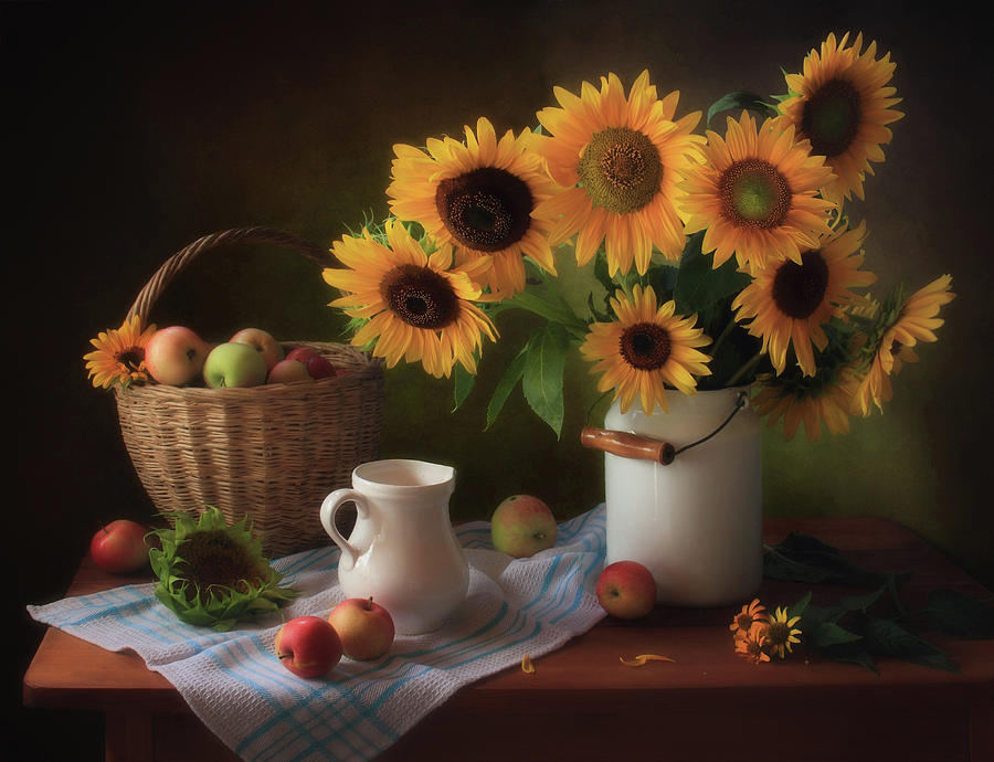 Sunflower Photograph - Still Life With Sunflowers by ??????? ????????