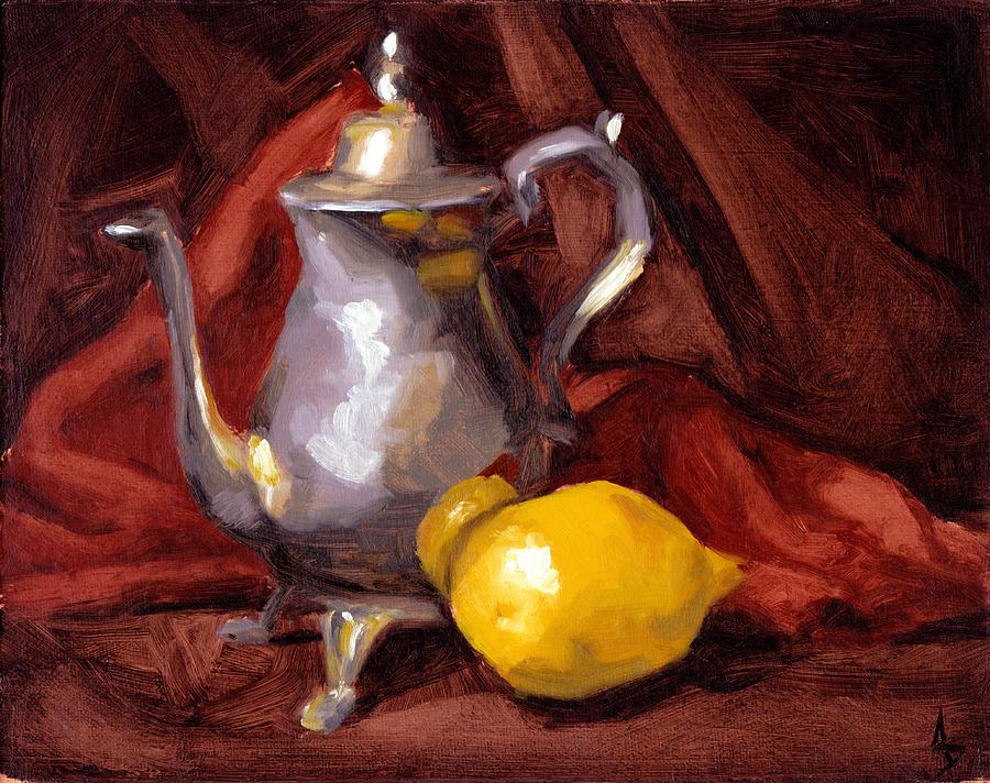 Still Life Painting - Still Life with Tea Pot by Alison Schmidt Carson