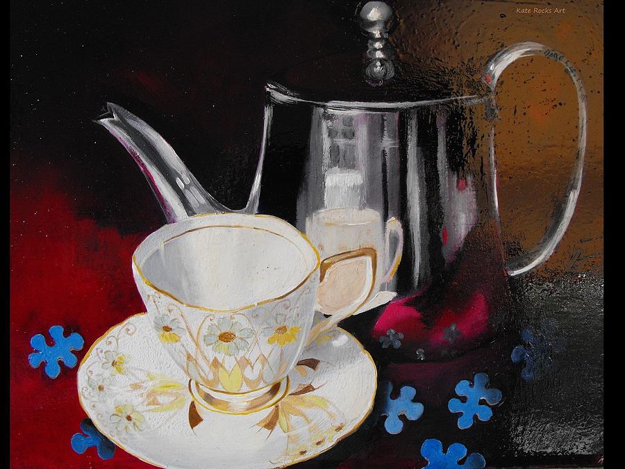 Still Life With Tea Pot Painting by Kate Rocks