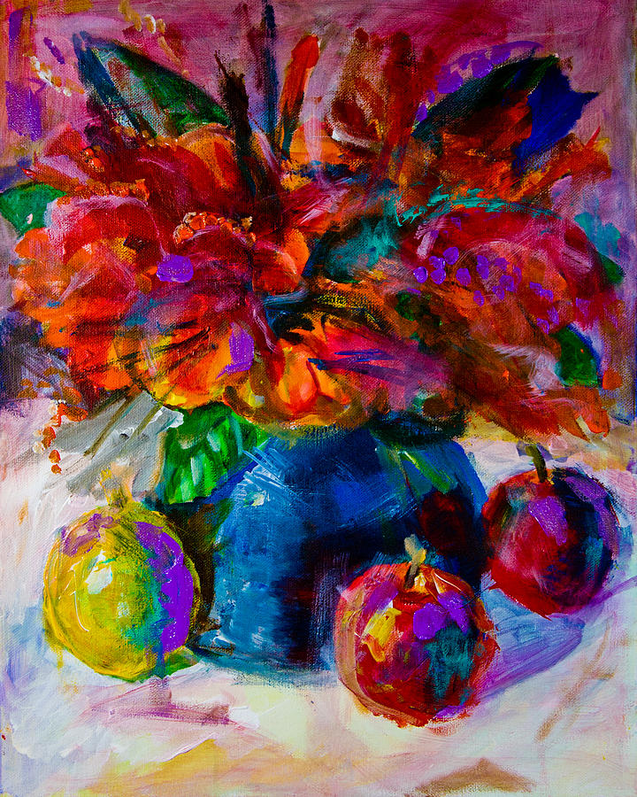Still life with three apples Painting by Maxim Komissarchik