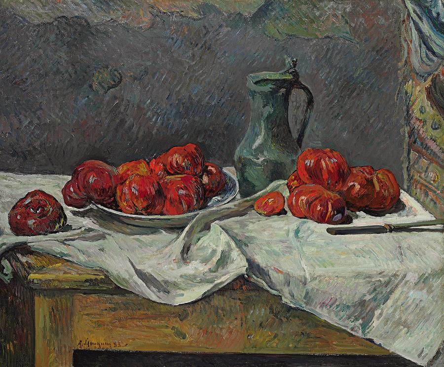 Still Life Painting - Still life with tomatoes by Paul Gaugin