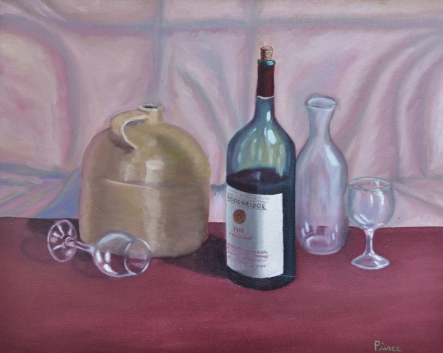 Still Life Painting - Still life with Wine Bottle by Andrew Pierce