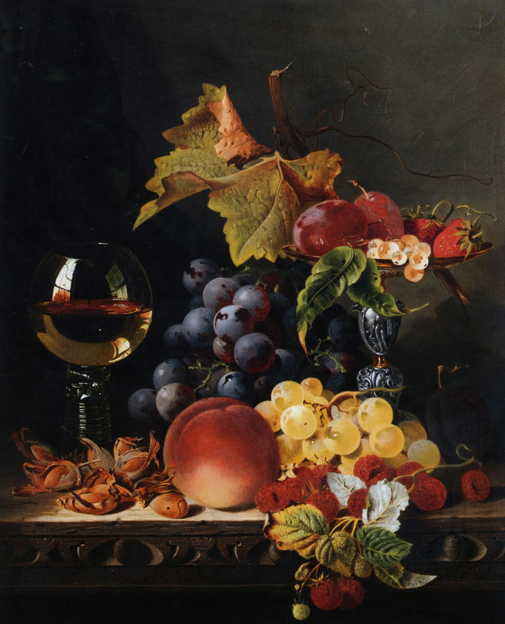 Still Life With Wine Glass And Silver Tazz Digital Art by Edward Ladell