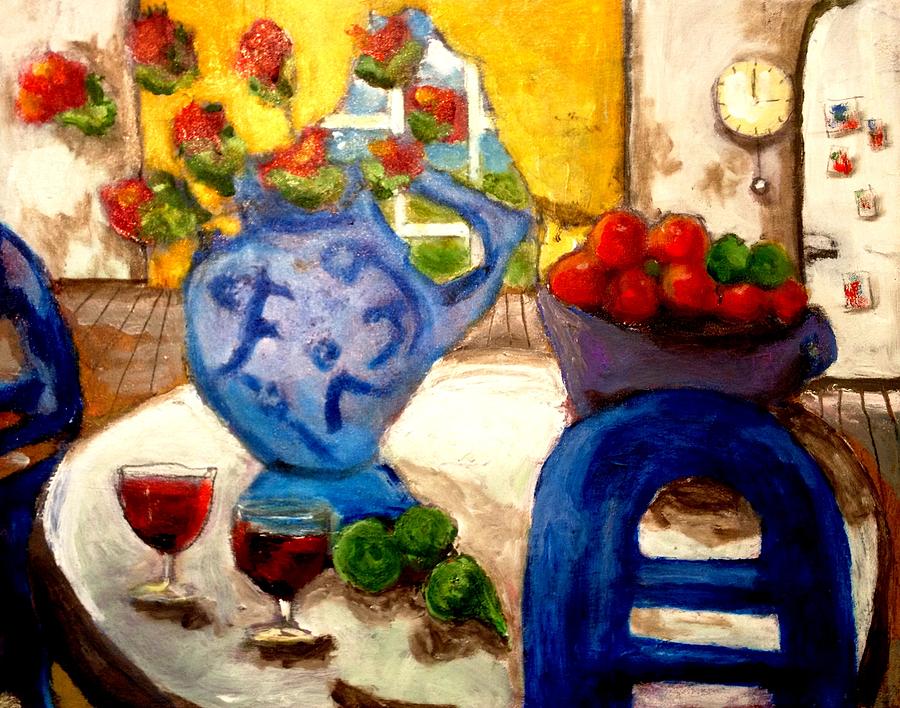 Still life with wine glasses Painting by Dilip Sheth