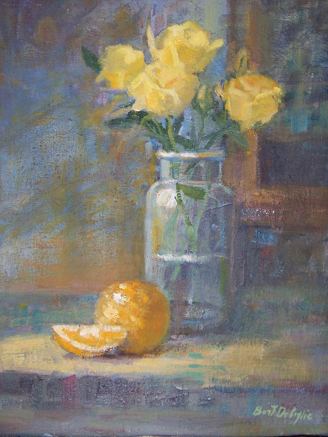 Still life. Yellow roses Painting by Bart DeCeglie