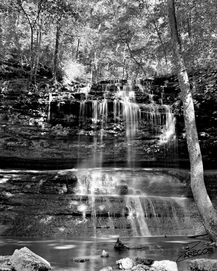 Stillhouse Hollow Falls in Black and White Photograph by David Zarecor