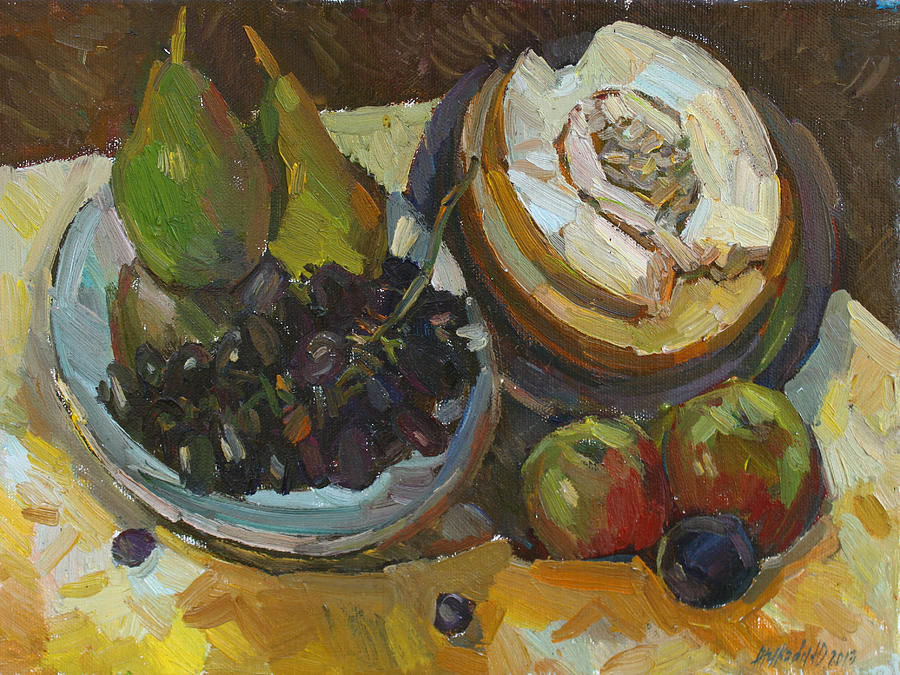 Stillife with fruits Painting by Juliya Zhukova