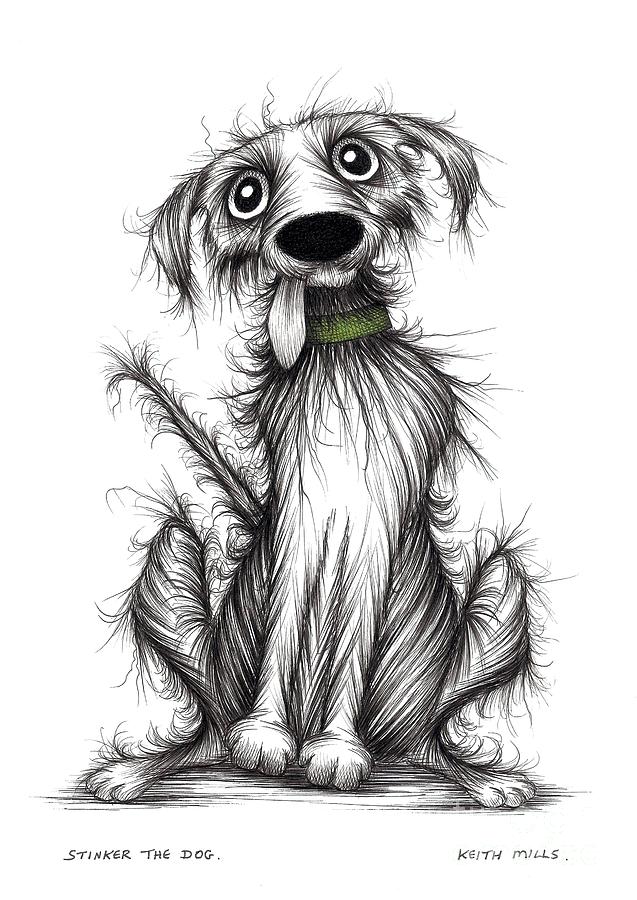 Stinker the dog Drawing by Keith Mills