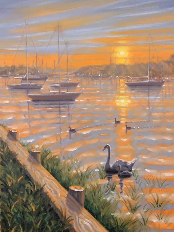 Stirling Harbor Sunrise Painting by Gary M Long