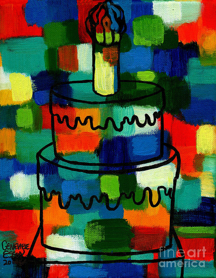 Cake Painting - STL250 Birthday Cake Abstract 2 by Genevieve Esson
