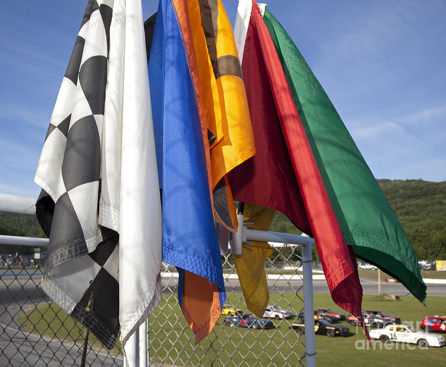 Stock Car Racing Flags Photograph by Jim West