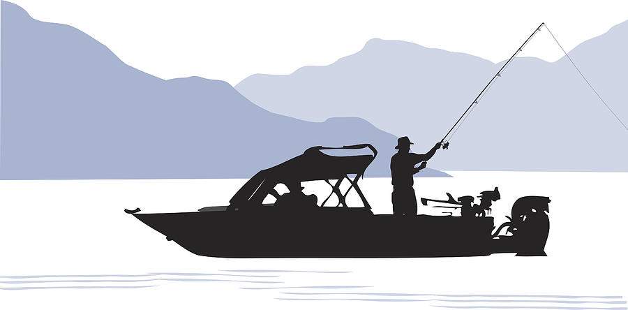 Stocked Lake And Fishing Boat Drawing by A-Digit