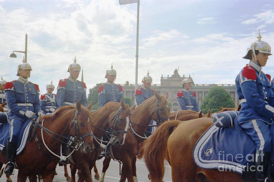 Sweden Photograph - Stockholm guard change hores by Ted Pollard
