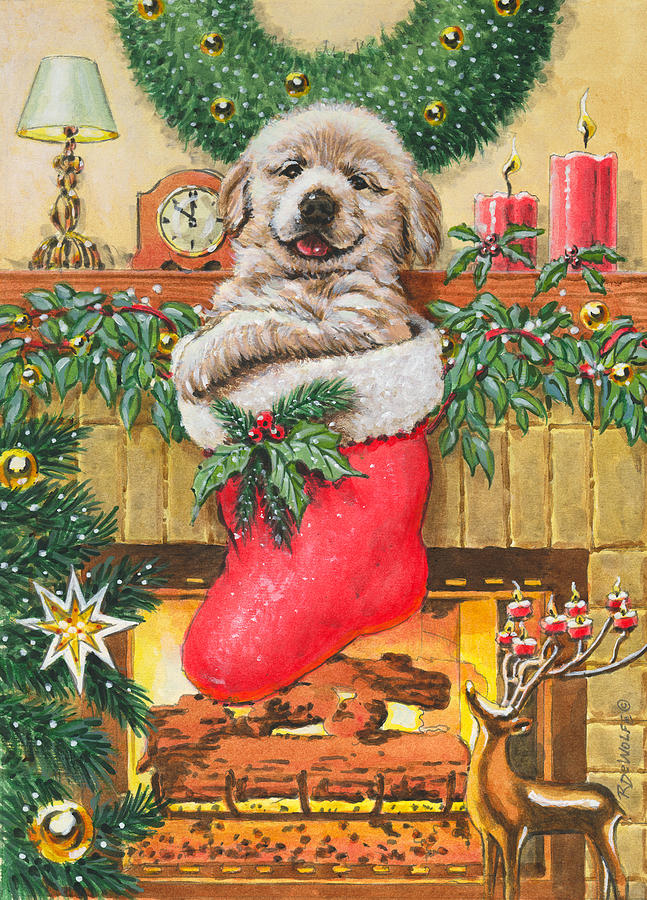 Christmas Painting - Stocking Stuffer by Richard De Wolfe