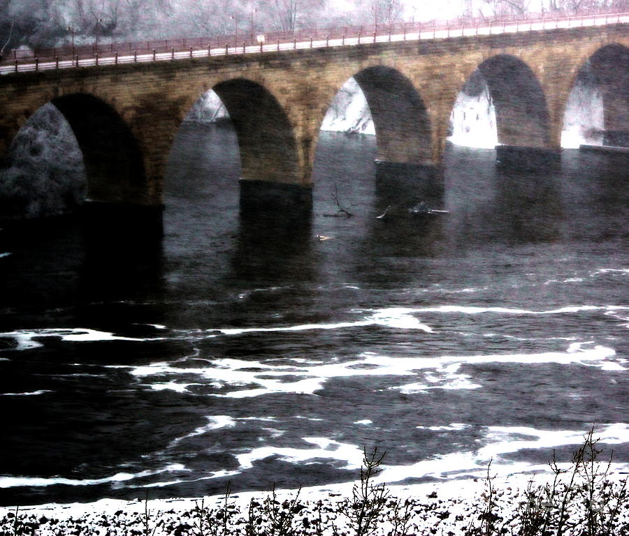 Stone Arch Bridge in Winter Photograph by A K Dayton