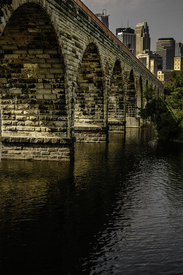 Stone Arch Bridge with Minneapolis Skyline by Curtis Dale Stone Arch Bridge with Minneapolis Skyline by Curtis Dale