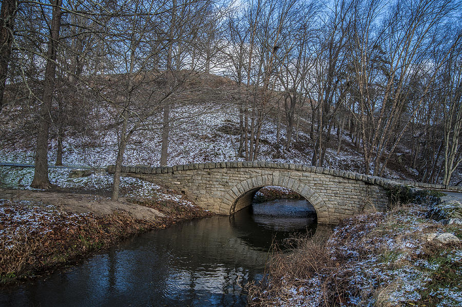 Stone Bridge in Winter Photograph by Pam DeCamp