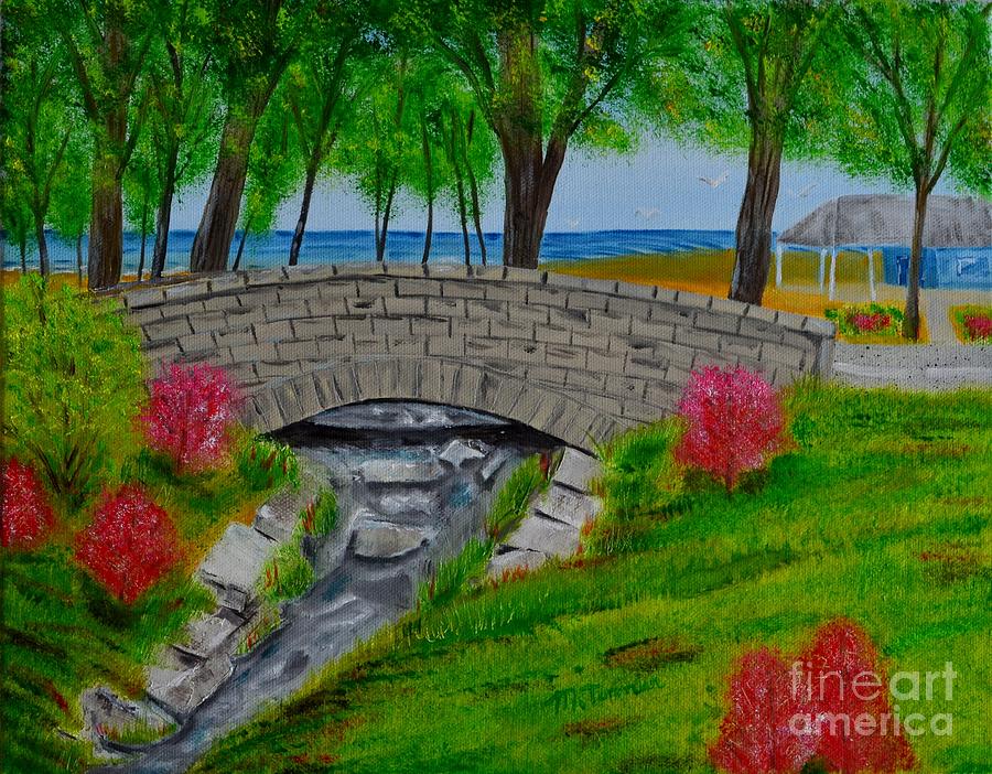 Bridge in Conneaut Ohio City Park Painting by Melvin Turner