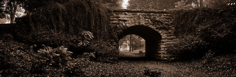Stone Bridge over a leaf covered path Photograph by Chris Bordeleau