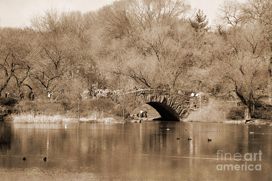 Stone Bridge over the Lake in Central Park vintage Photograph by RicardMN Photography
