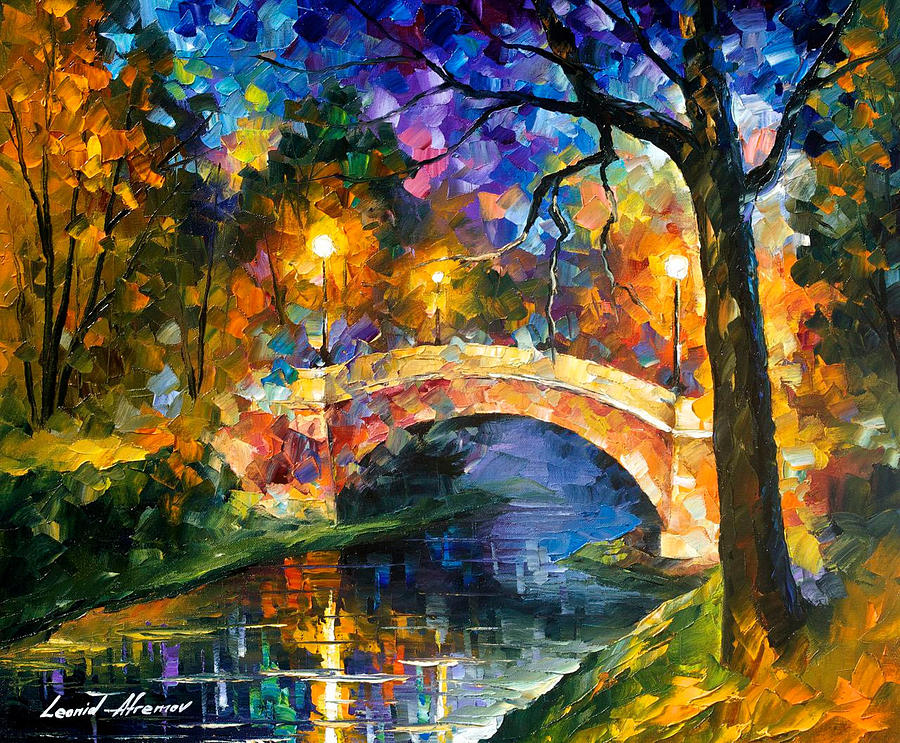 Stone Bridge - Palette Knife Oil Painting On Canvas By Leonid Afremov ...